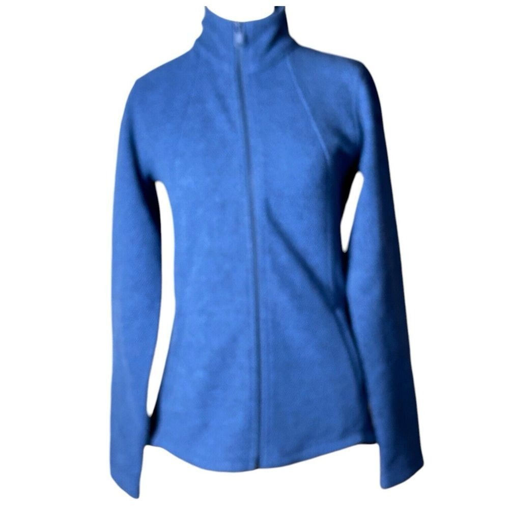 Athleta Stroll Fleece Jacket‎ Womens Blue Full Zip Fitted Size XS